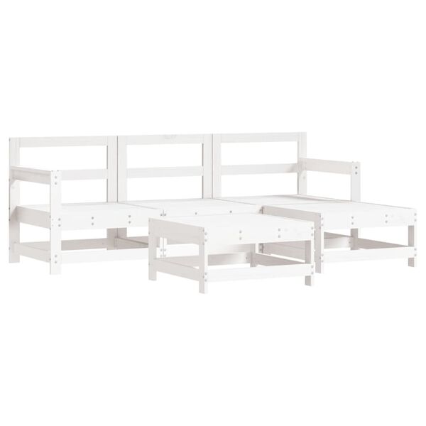 vidaXL 5 Piece Garden Lounge Set White Solid Wood Pine