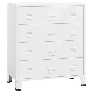 vidaXL Industrial Drawer Cabinet White 78x40x93 cm Metal