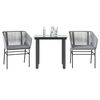 vidaXL 3 Piece Garden Dining Set with Cushions Grey Poly Rattan Glass