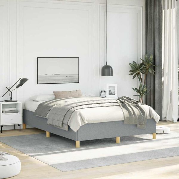 vidaXL Bed Frame without Mattress Light Grey 137x190 cm Full Fabric