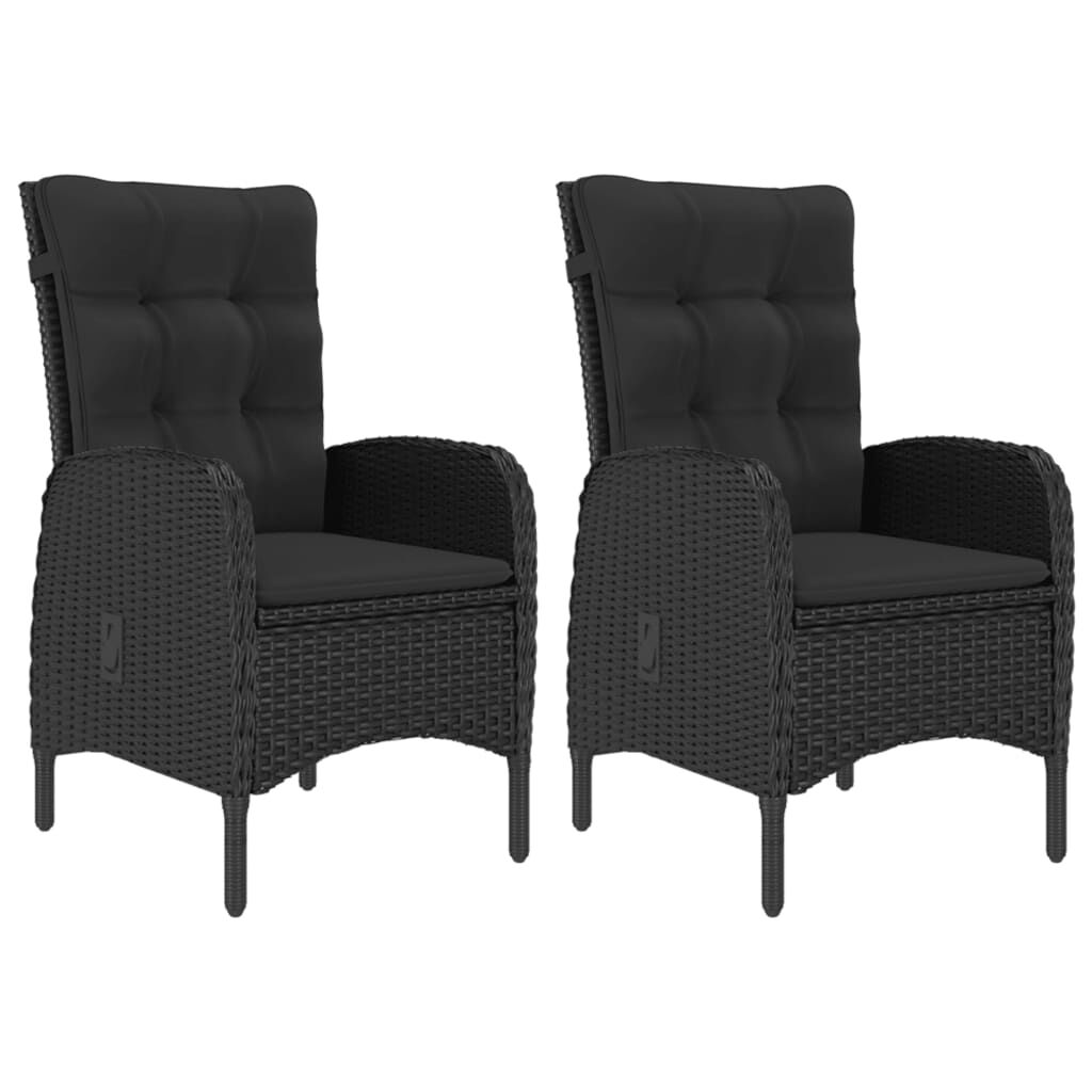 vidaXL 3 Piece Garden Bistro Set Poly Rattan and Acacia Wood Black