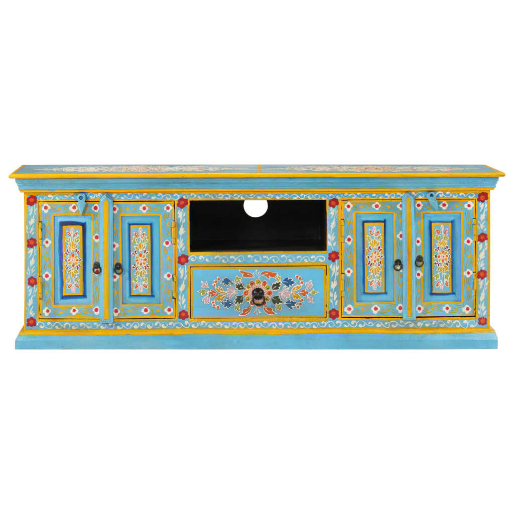 vidaXL TV Cabinet Blue 110x30x40 cm Solid Wood Mango