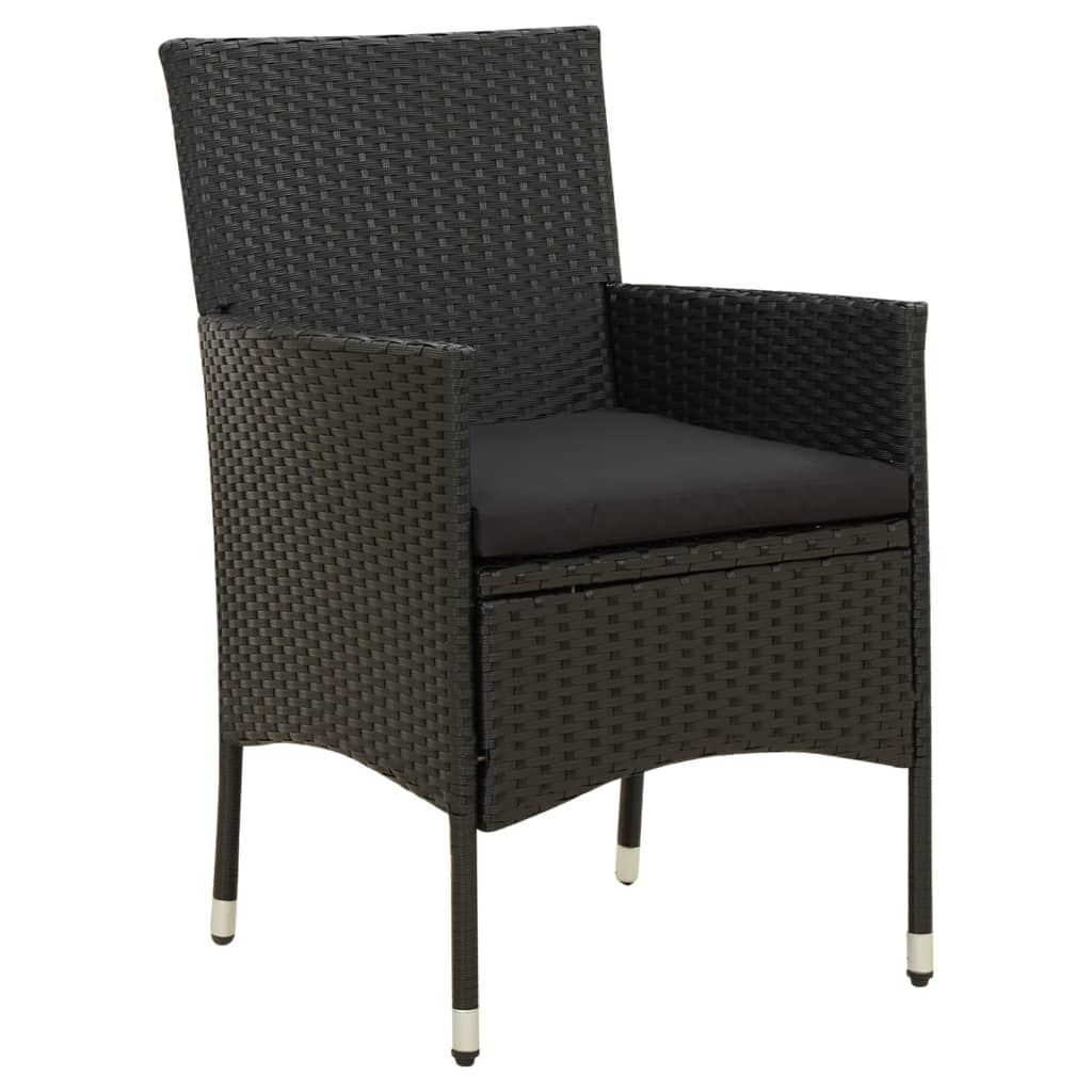 vidaXL Garden Chairs with Cushions 4 pcs Poly Rattan Black