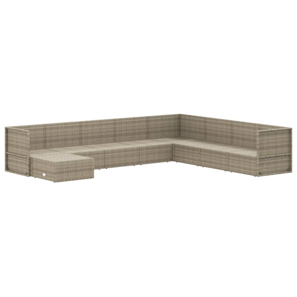 vidaXL 9 Piece Garden Lounge Set with Cushions Grey Poly Rattan