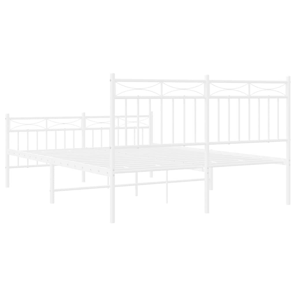 vidaXL Metal Bed Frame without Mattress with Footboard White 135x190cm