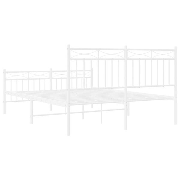 vidaXL Metal Bed Frame without Mattress with Footboard White 135x190cm