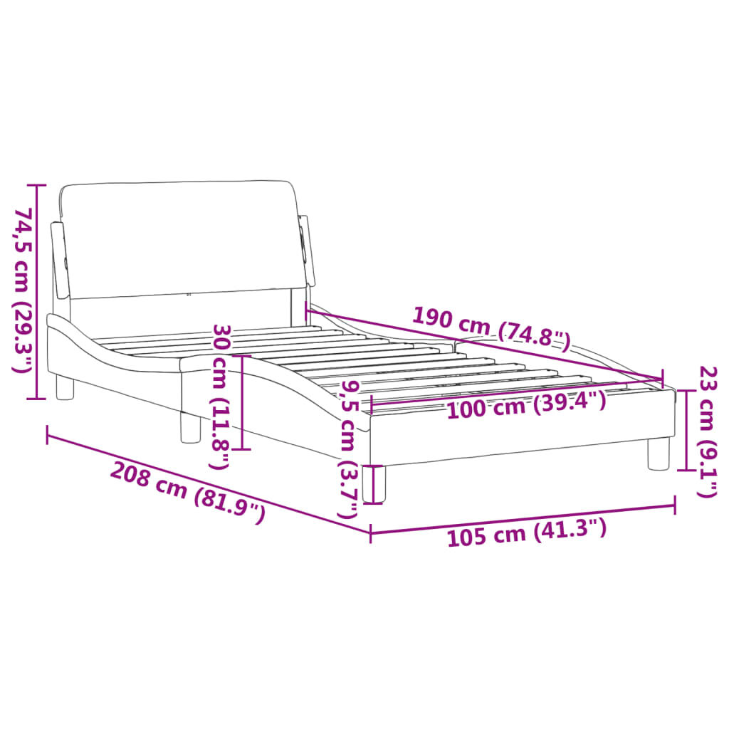 vidaXL Bed Frame without Mattress White 100x190 cm Faux Leather