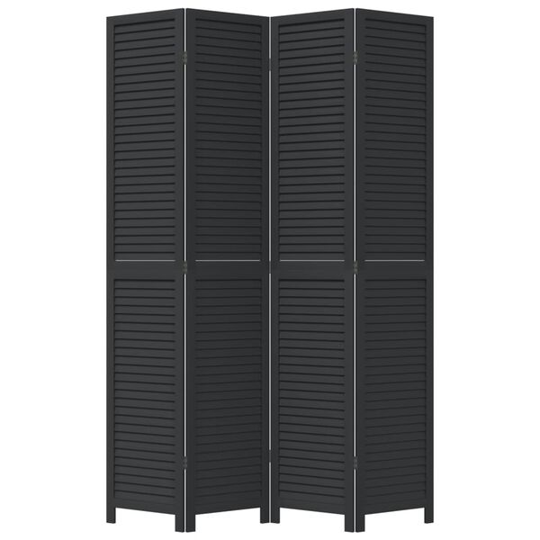 vidaXL Room Divider&nbsp;4 Panels Black Solid Wood Paulownia