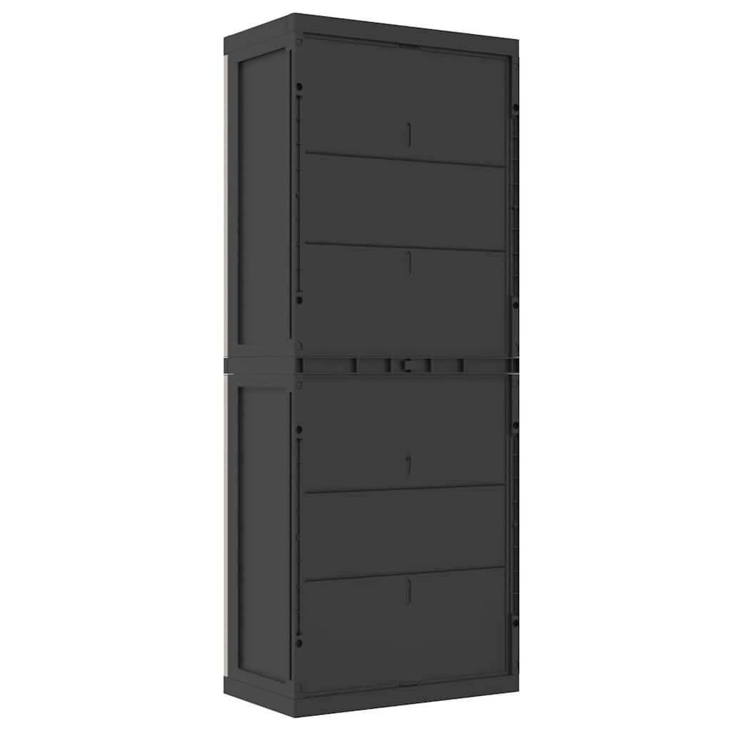 vidaXL Outdoor Storage Cabinet Grey and Black 65x37x165 cm PP