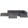 vidaXL 6 Piece Garden Lounge Set with Cushions Poly Rattan grey