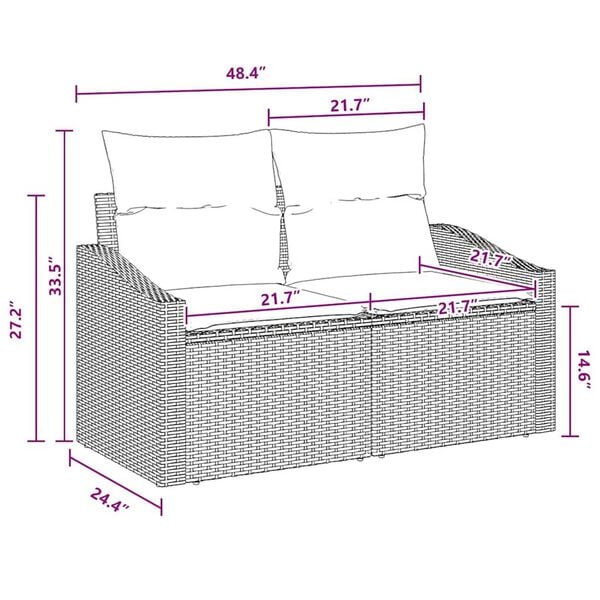 vidaXL Garden Sofa Set 6 pcs Black Poly rattan