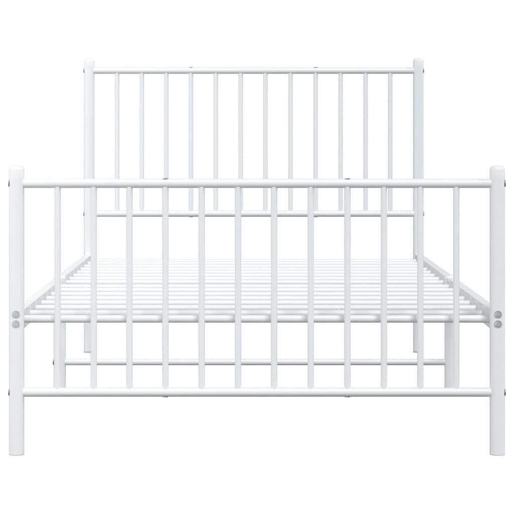 vidaXL Metal Bed Frame without Mattress with Footboard White 100x200cm