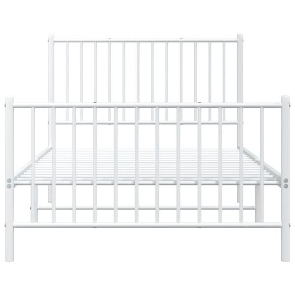 vidaXL Metal Bed Frame without Mattress with Footboard White 100x200cm