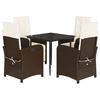 vidaXL 5 Piece Garden Dining Set with Cushions Brown Poly Rattan