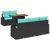 vidaXL Garden Sofa Set with Storage 6 pcs Black Poly rattan
