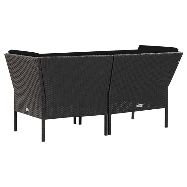 vidaXL 6 Piece Garden Lounge Set with Cushions Poly Rattan Black