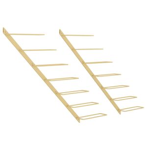 vidaXL Wall-mounted Wine Rack for 7 Bottles 2 pcs Gold Metal