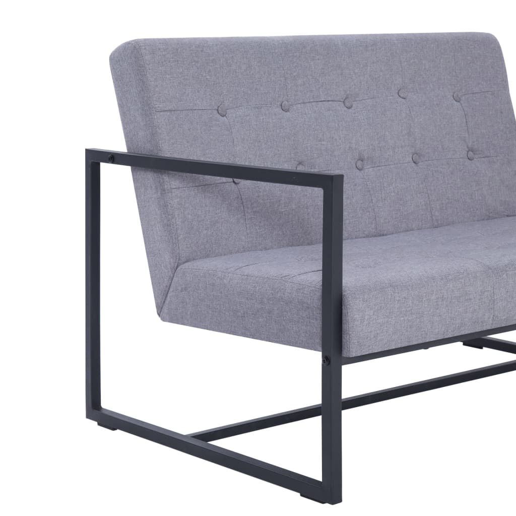 vidaXL 2-Seater Sofa with Armrests Light grey Steel and Fabric