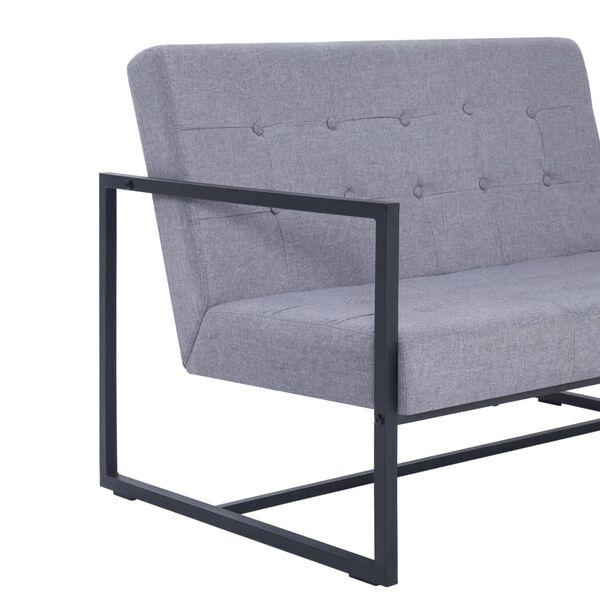 vidaXL 2-Seater Sofa with Armrests Light grey Steel and Fabric