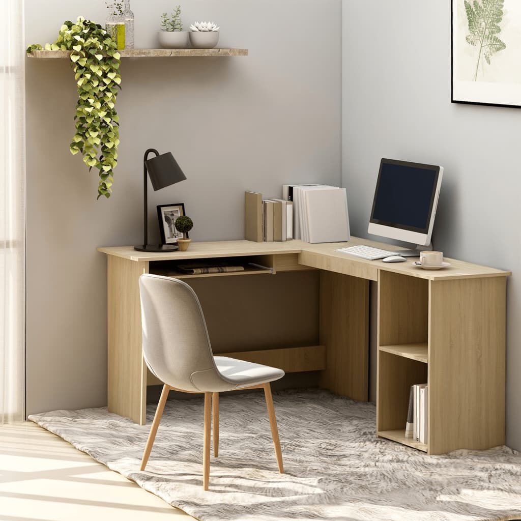 vidaXL L-Shaped Corner Desk Sonoma Oak 120x140x75 cm Engineered Wood