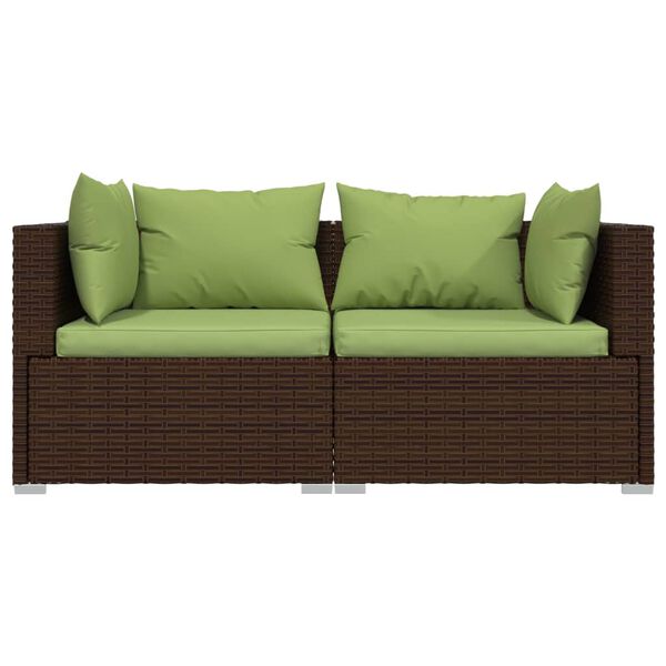 vidaXL 3 Piece Garden Lounge Set with Cushions Brown Poly Rattan