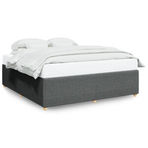 vidaXL Bed Frame without Mattress Dark Grey King Fabric
