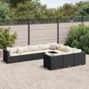 vidaXL 10 Piece Garden Sofa Set with Cushions Black Poly Rattan