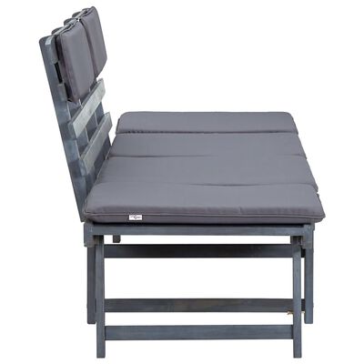 vidaXL Garden Bench with Cushions 2-in-1 190 cm Grey Solid Acacia Wood