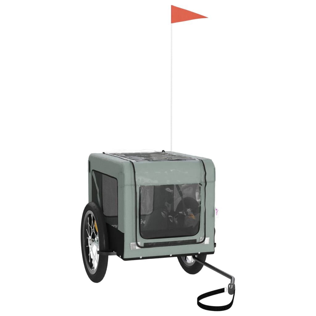 vidaXL Pet Bike Trailer Grey and Black Oxford Fabric&Iron
