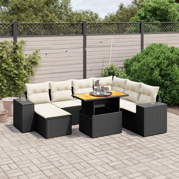 vidaXL 8 Piece Garden Sofa Set with Cushions Black Poly Rattan