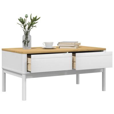 vidaXL Coffee Table FLORO White 99x55.5x45 cm Solid Pine Wood