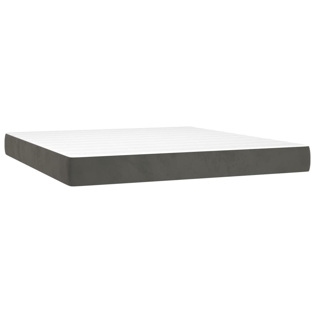 vidaXL Box Spring Bed with Mattress Dark Grey 183x213 cm California King Velvet