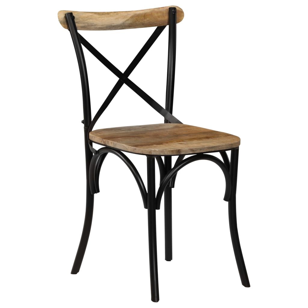 vidaXL Cross Chairs 4 pcs Black Solid Mango Wood