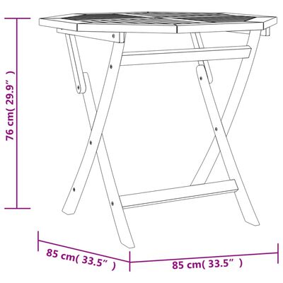 vidaXL Folding Garden Table 85x85x76 cm Solid Teak Wood