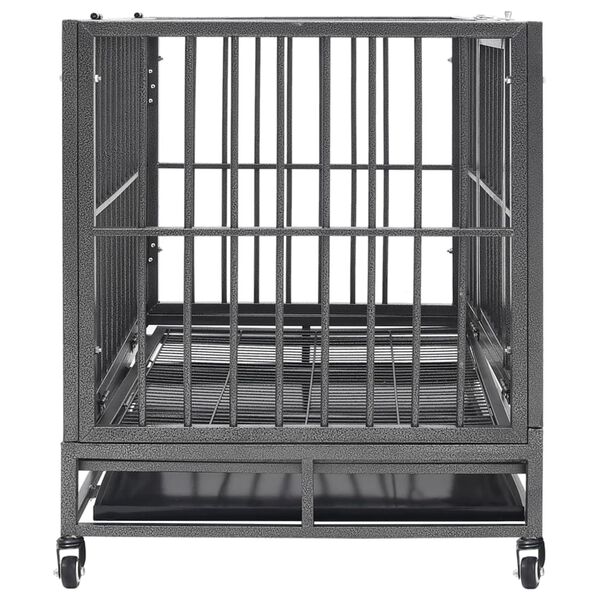 vidaXL Dog Cage with Wheels Steel 92x62x76 cm