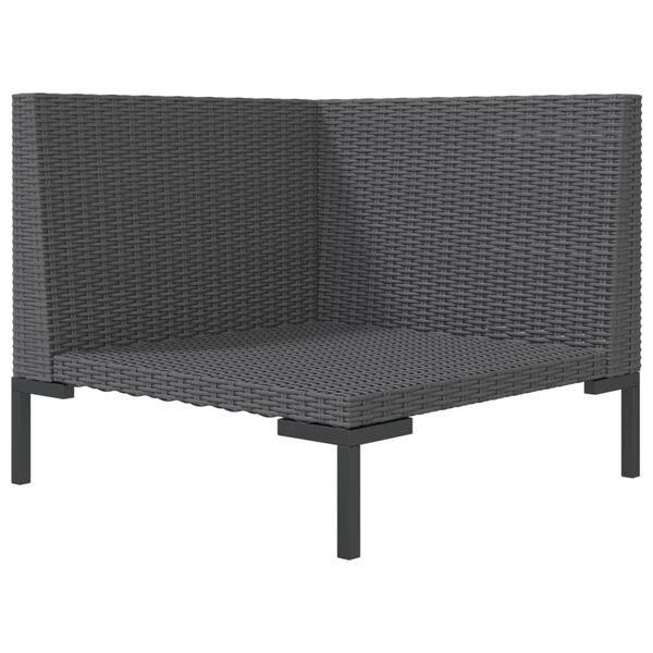 vidaXL Garden Sofa with Cushions Half Round Poly Rattan