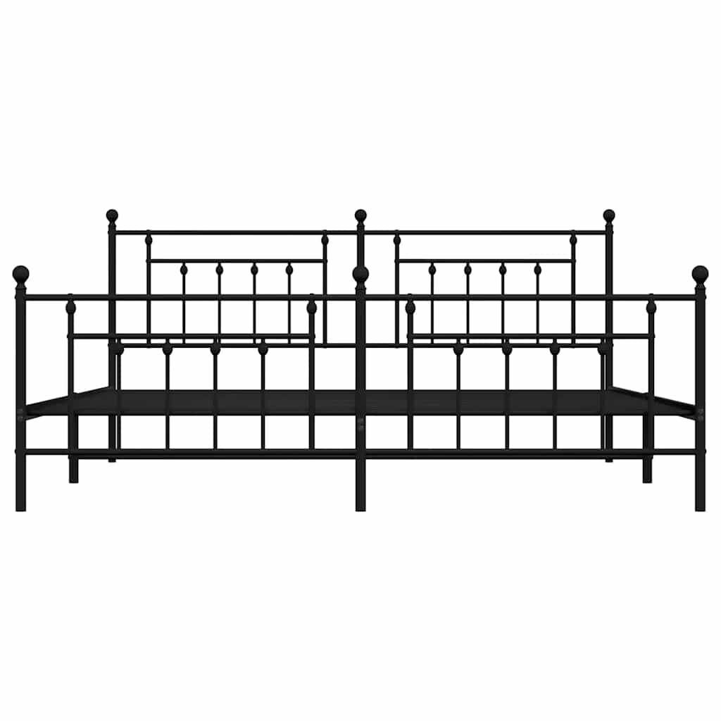 vidaXL Metal Bed Frame without Mattress with Footboard Black 193x203cm
