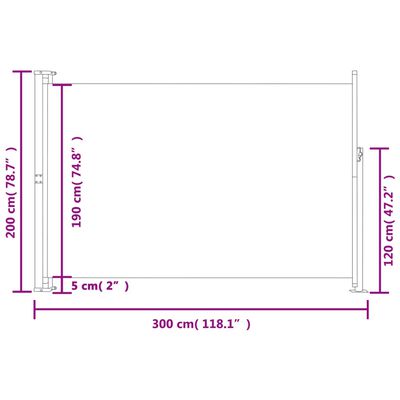 vidaXL Patio Retractable Side Awning 200x300 cm Cream