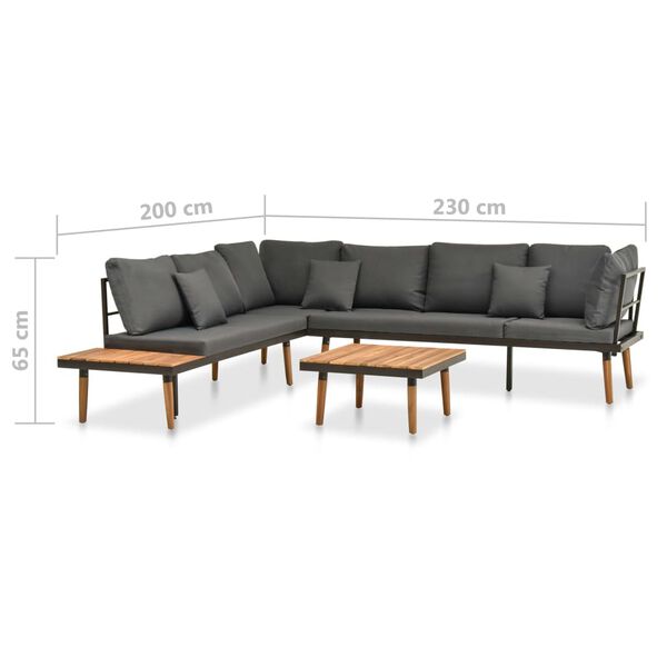 vidaXL 4 Piece Garden Lounge Set with Cushions Solid Acacia Wood