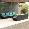 vidaXL 8 Piece Garden Lounge Set with Cushions Poly Rattan Black