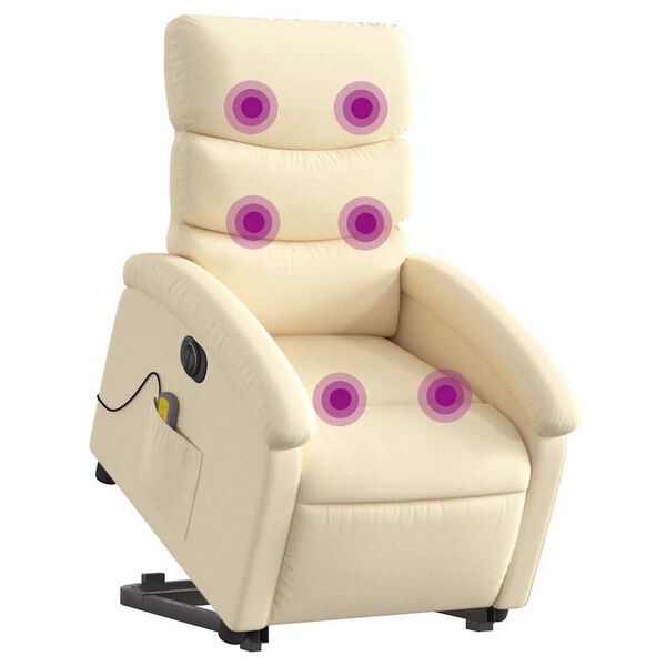 vidaXL Electric Stand up Massage Recliner Chair Cream Fabric
