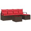 vidaXL Sofa Set with Cushion Manual 6 pcs Brown and Red Poly Rattan