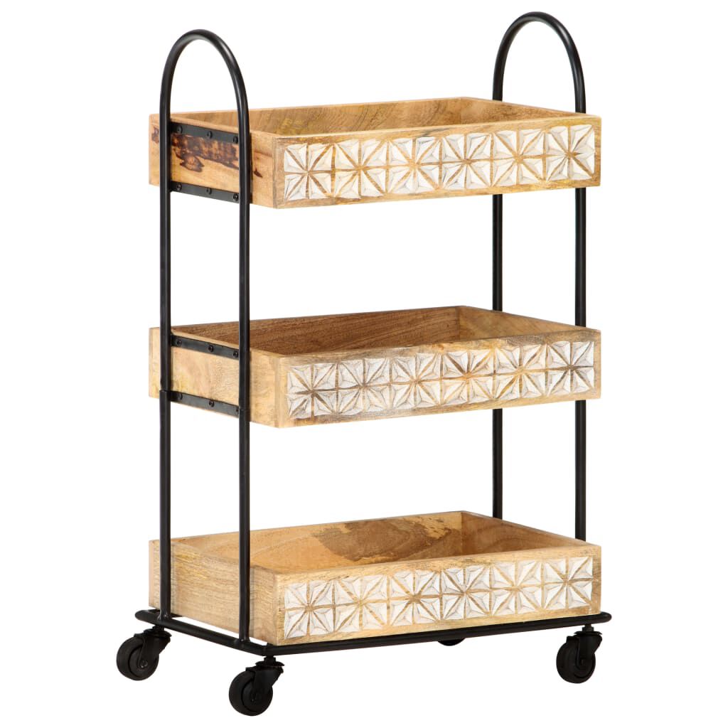 vidaXL 3-Tier Kitchen Trolley 46x30x76 cm Solid Mango Wood