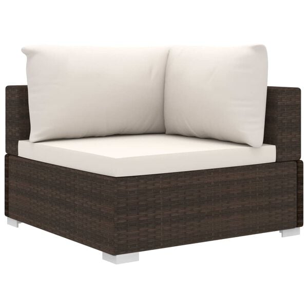 vidaXL 11 Piece Garden Lounge Set with Cushions Poly Rattan Brown
