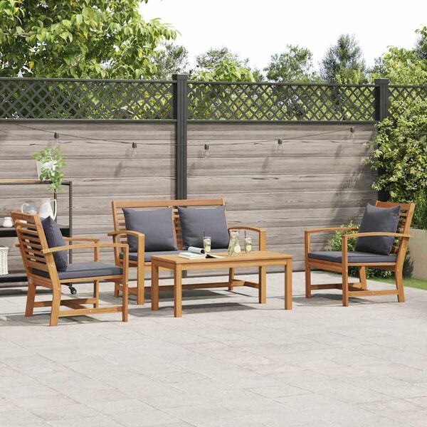 vidaXL Garden Sofa Set 4 pcs Natural Solid teak wood