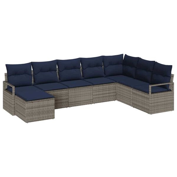 vidaXL Garden Sofa Set 8 pcs Grey Poly rattan