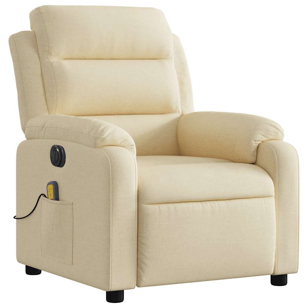 vidaXL Electric Massage Recliner Chair Cream Fabric