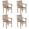 vidaXL Stackable Garden Chairs with Cushions 4 pcs Solid Teak Wood