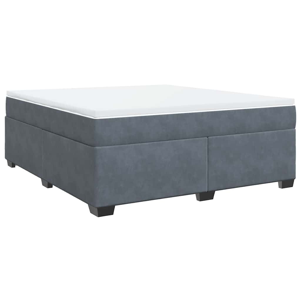 vidaXL Box Spring Bed with Mattress Dark Grey California King Velvet