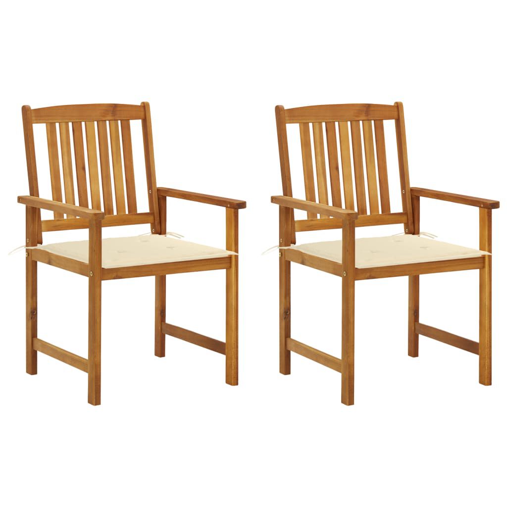 vidaXL Garden Chairs with Cushions 2 pcs Solid Acacia Wood